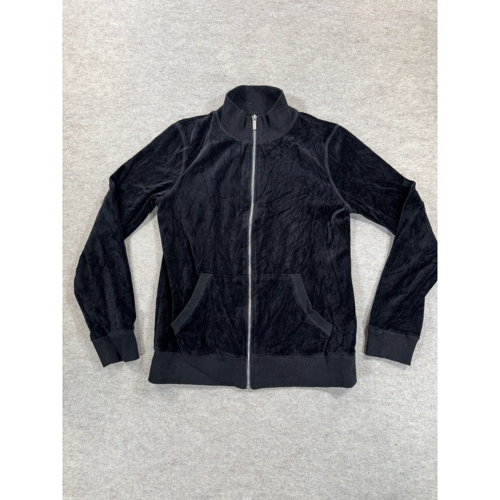 Michael Kors Velvet Jacket Womens Medium Black Cotton Pockets Mock Neck Full Zip